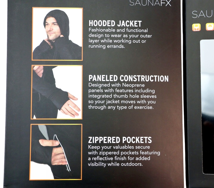 Kurtka z kapturem męska neopren Jogging Sauna Odblask FITNESS SAUNATEK r. L