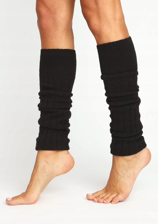 Getry Damskie na Nogi Wełna Ocieplacze na Łydki Ciepłe Cerber CZARNE