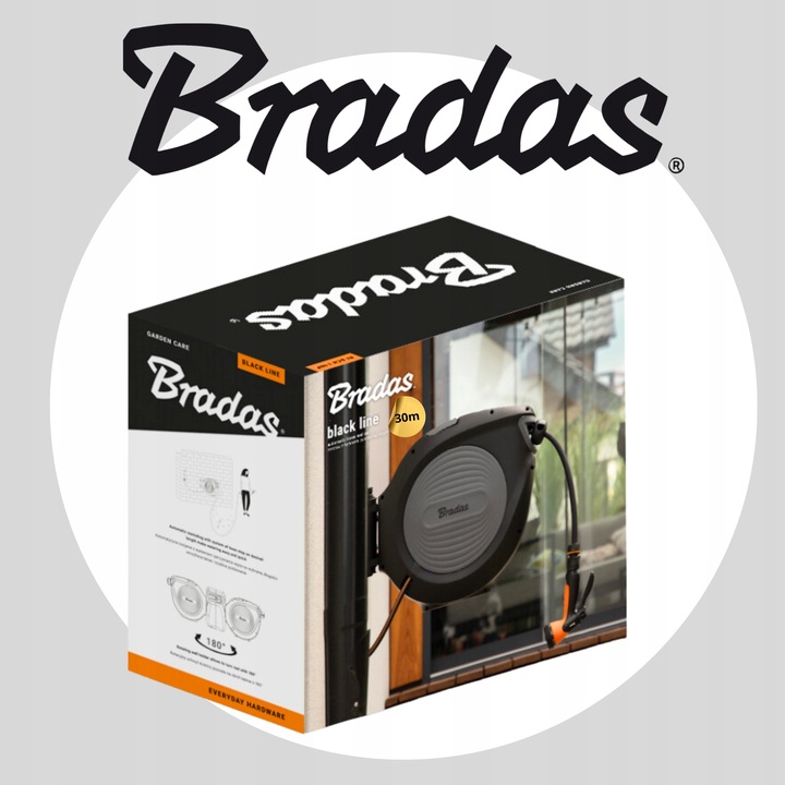 BĘBEN ZWIJACZ NA WĄŻ OGRODOWY AUTOMATYCZNY ZWIJACZ + 30M WĘŻA BLACK LINE