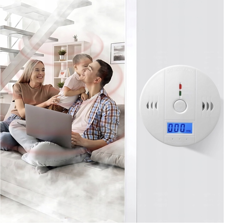 CZUJNIK CZADU TLENKU WĘGLA LCD DETEKTOR CO LCD WYKRYWACZ BEZPRZEWODOWY