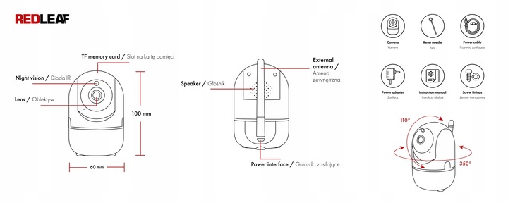 Kamera WiFi do monitoringu domu Redleaf IP Cam 100