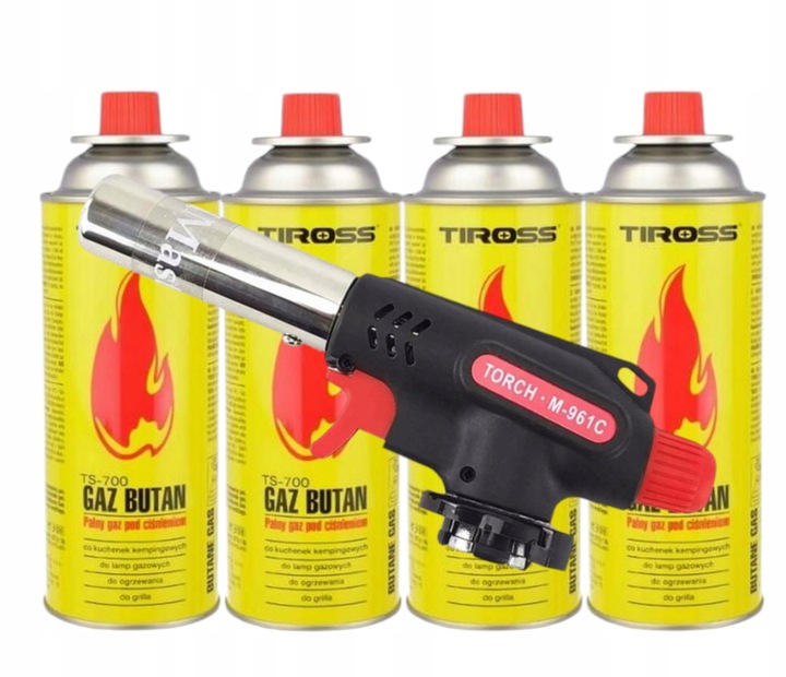 Palnik Lutownica gazowa opalarka palnik 360° + 6 x GAZ KARTUSZ