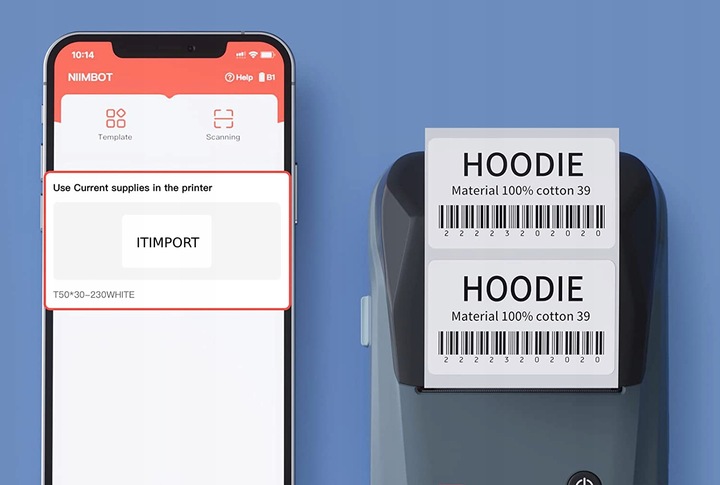 NIIMBOT B1 Drukarka Termiczna NAKLEJKI Bluetooth