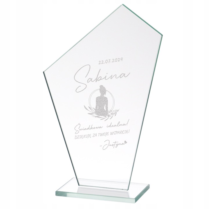 PODZIĘKOWANIA DLA ŚWIADKOWEJ STATUETKA SZKLANA PREZENT DLA ŚWIADKOWEJ ŚLUB