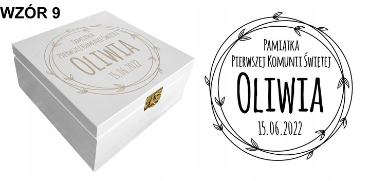 Prezent pudełko komunia białe grawer pamiątka imię Pamiątka Komunijna