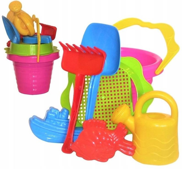 Zestaw zabawek do piasku piaskownicy na plaże wiaderko duże konewka