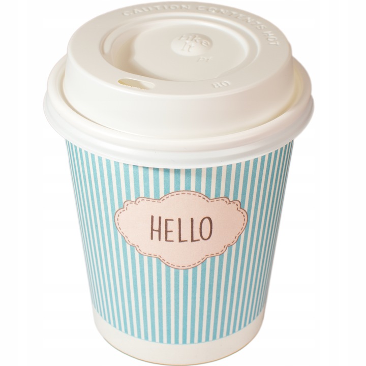 Kubki papierowe do kawy 300 ml SUP Pastele + wieczka – zestaw 100