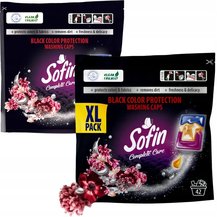 Sofin Kapsułki do Prania Ciemnego Czarnego Black Ochrona Kolorów XL 42szt