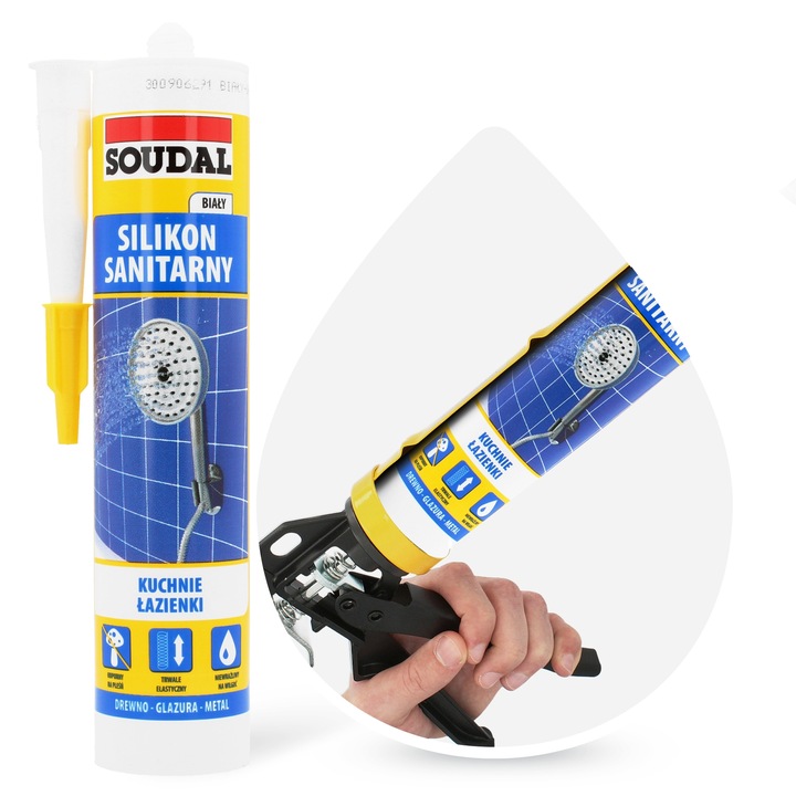 Silikon Sanitarny BIAŁY Łazienki WC Kuchni Płytek Elastyczny