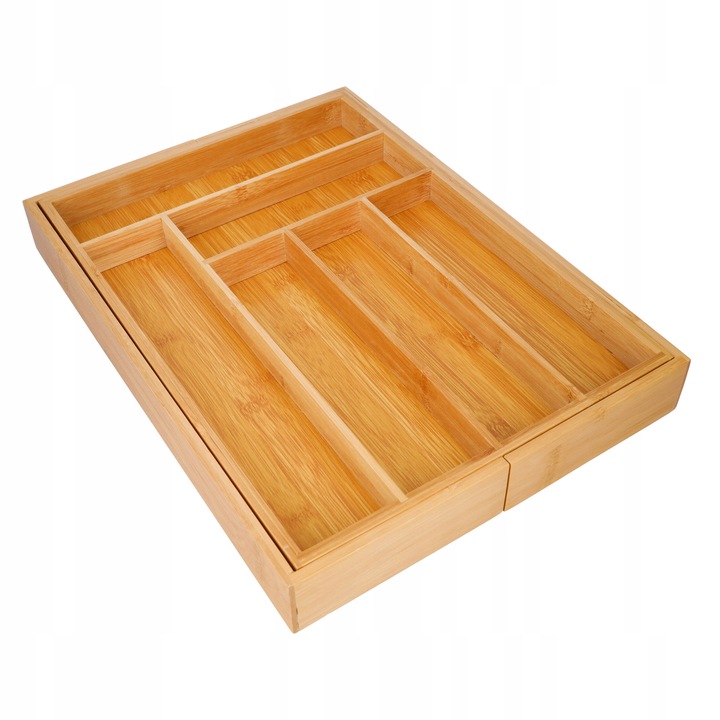 WKŁAD DO SZUFLADY na sztućce bambusowy rozsuwany regulowany organizer 52x43