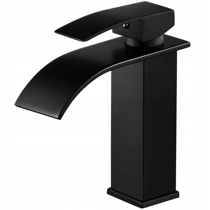 CZARNA BATERIA UMYWALKOWA STOJĄCA WODOSPAD CUBIC ŁAZIENKOWA KRAN UMYWALKI