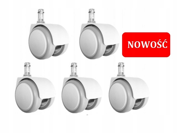 Kółka do fotela obrotowego BIAŁE 50 mm fi.11 mm