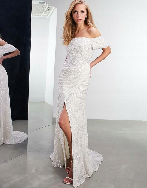 Asos Edition vtl CEKINY ŚLUBNA SUKNIA CECILIA S XXK