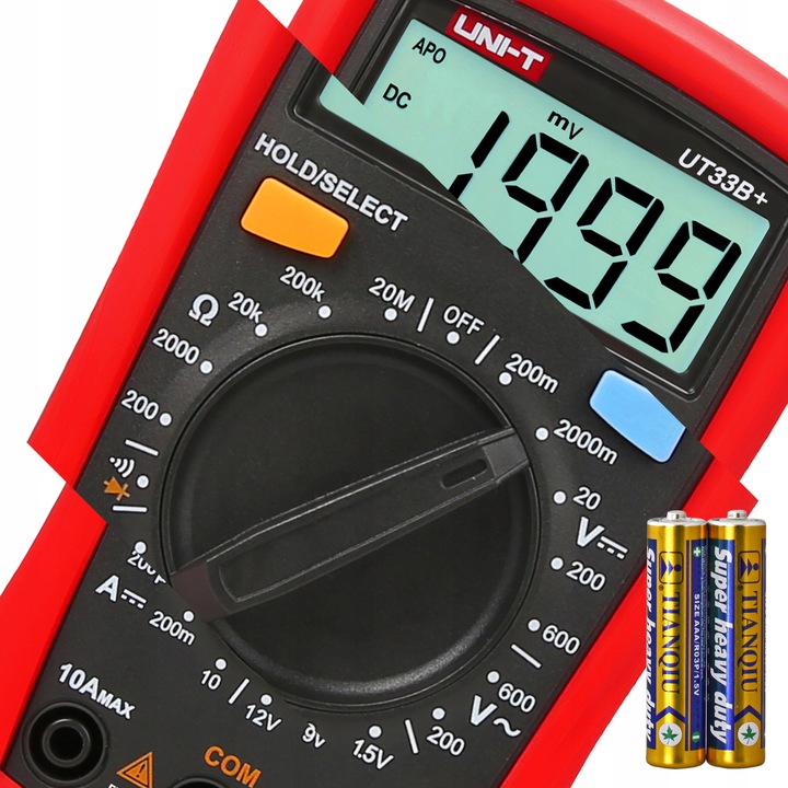 UNI-T UT33B+ Multimetr do domu samochodu auta TEST Baterii 2x AAA +