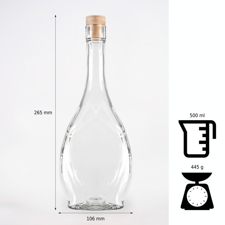 5x BUTELKA ICONA 500 ml NA NALEWKI WINO BIMBER WÓDKĘ SOKI LIKIERY Z KORKIEM