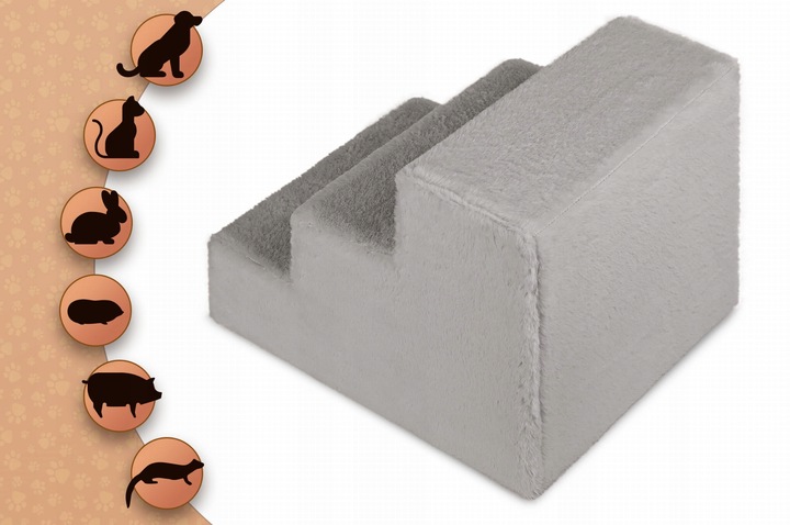 Schodki dla psa 3-stopnie tapicerowane szare podest dla psa do kanapy łóżka