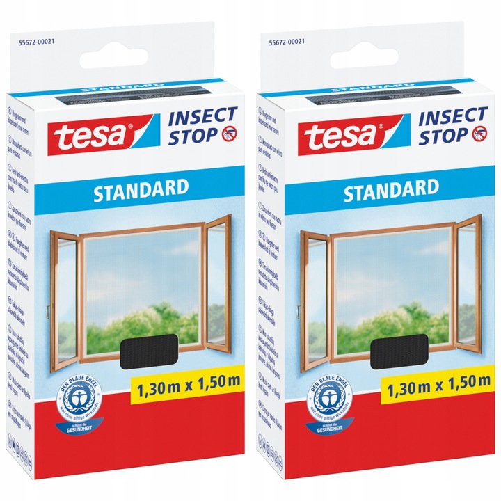 TESA STANDARD Moskitiera na okno - Siatka okienna na rzep 1,3 x 1,5m