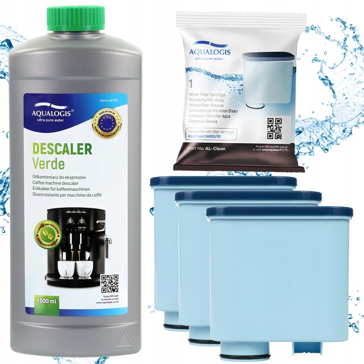 Filtr Do Ekspresu Saeco Philips 3 szt + Odkamieniacz Verde 1L Zestaw