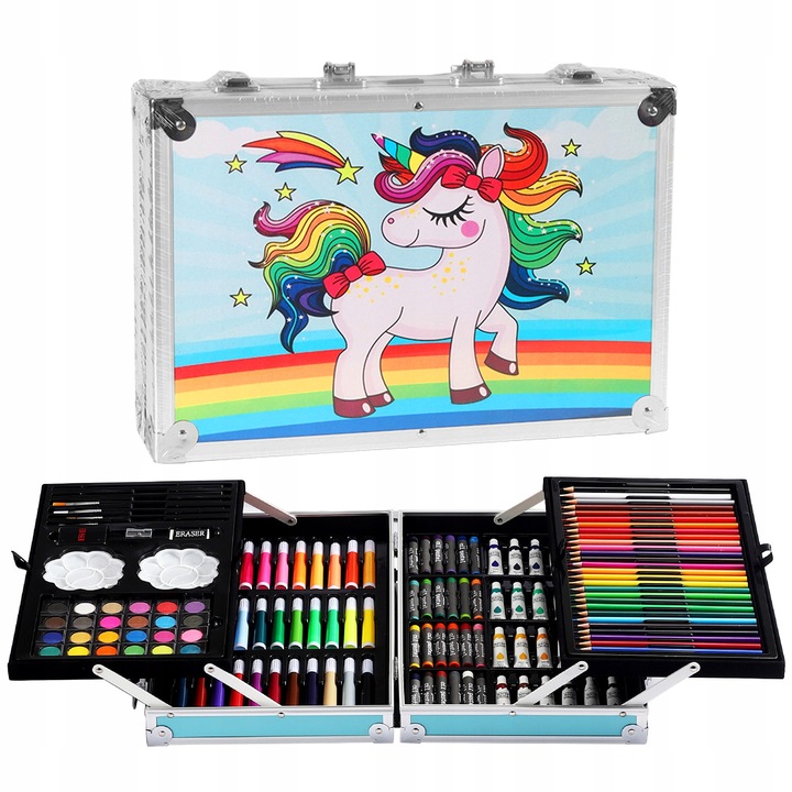 ZESTAW ARTYSTYCZNY PLASTYCZNY KREATYWNY DO MALOWANIA DLA DZIECKA WALIZKA