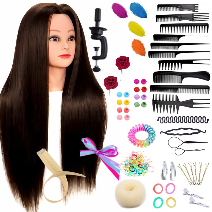 GŁÓWKA Treningowa FRYZJERSKA Syntetyczny Włos Statyw Głowa do Czesania