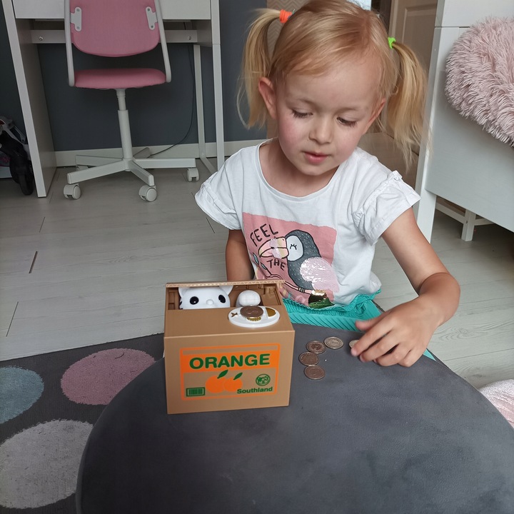 Skarbonka Kot Kotek Interaktywna Automat Miałczy Otwierana Prezent Dzieci