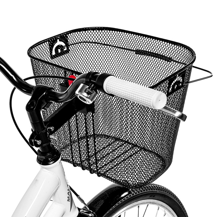 KOSZYK KOSZ METALOWY ROWEROWY NA ROWER PRZEDNI Z UCHWYTEM CLICK CZARNY DUŻY