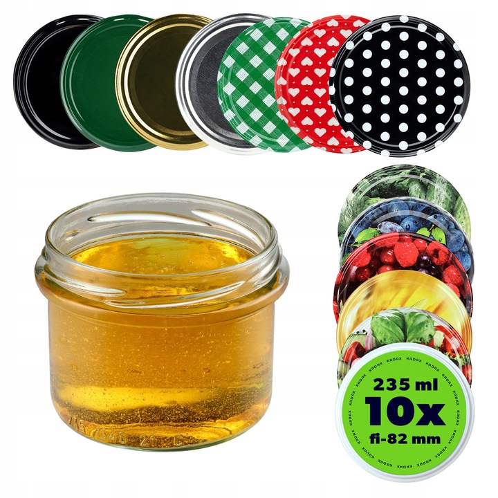 SŁOIK 235 ml SŁOIKI NA MIÓD PRZETWORY SZKLANY DO ŚWIEC ZAKRĘTKI 10 SZT