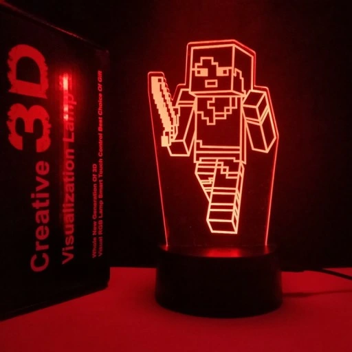 Lampka 3D nocna led usb + pilot Minecraft Gra