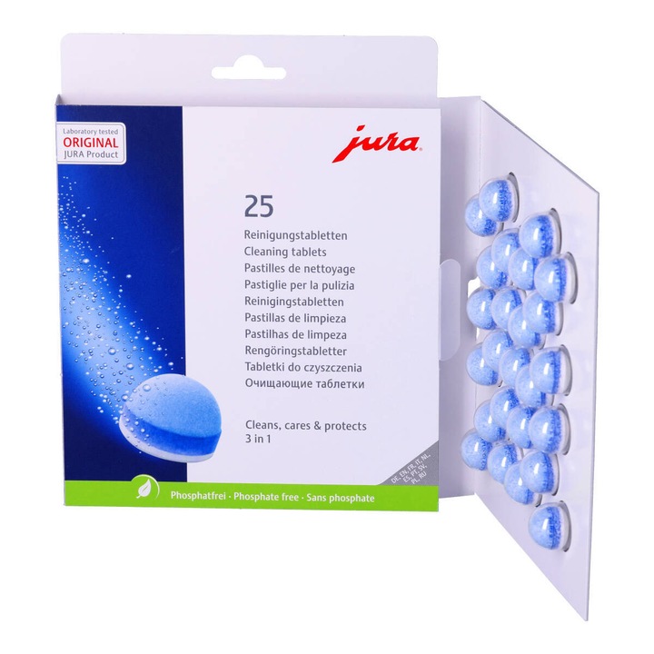 ORYGINALNE Tabletki CZYSZCZĄCE do ekspresu JURA 3w1 3-fazowe zestaw