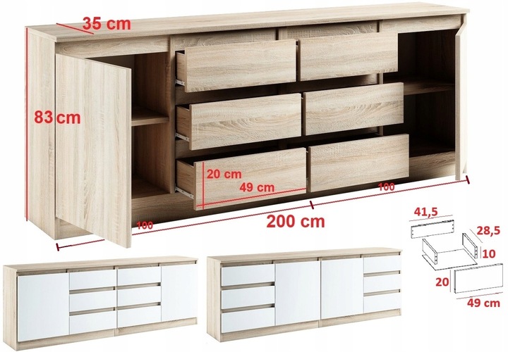 028055 KOMODA / ZESTAW 2d6s/200cm - CZARNY / WOTAN / WOTAN # KOLORY