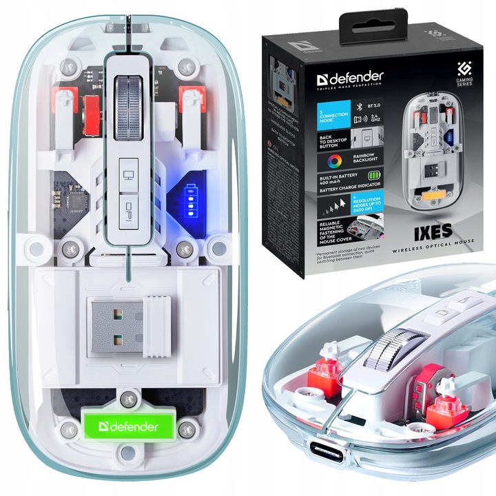 Myszka bezprzewodowa Defender IXES MM-999 optyczna 2400dpi 2.4GHz Bluetooth