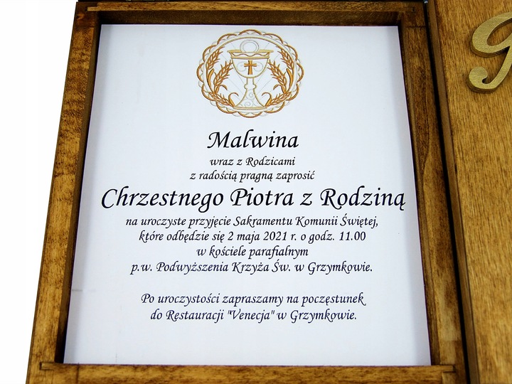 Zaproszenie Na Komunię Komunijne Dla Chrzestnych