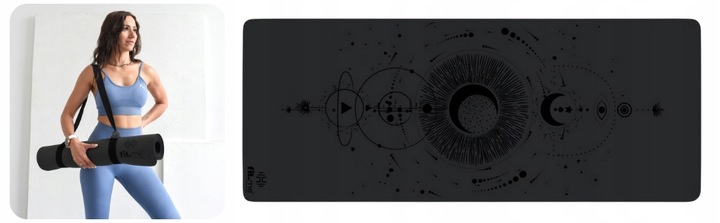 MATA PREMIUM DO JOGI ĆWICZEŃ CIĘŻKA KAUCZUK PU WZÓR KSIĘŻYCA ANTYPOŚLIZGOWA