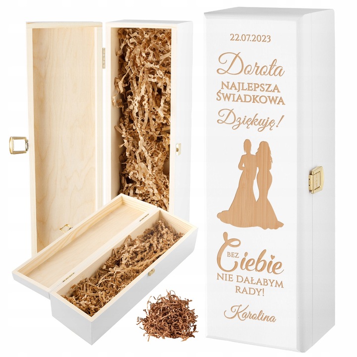 PODZIĘKOWANIE DLA ŚWIADKOWEJ SKRZYNKA NA WINO PREZENT DLA ŚWIADKOWEJ