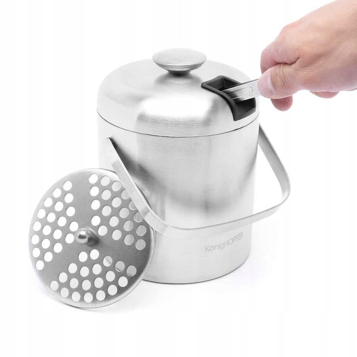 POJEMNIK NA LÓD z pokrywką DUŻE WIADERKO do lodu ZE STALI NIERDZEWNEJ 1.3l