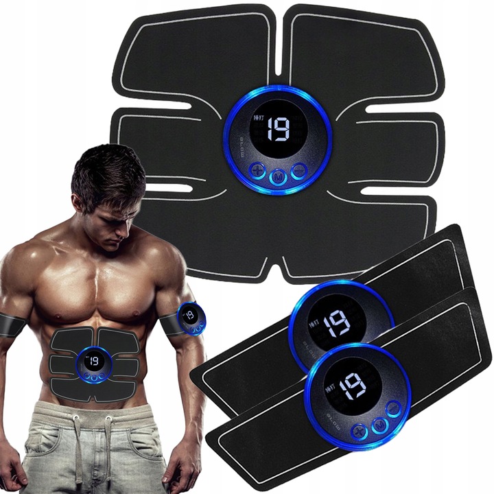 ELEKTROSTYMULATOR EMS MIĘŚNI BRZUCHA PLECÓW RAMION POŚLADKÓW MASAŻER NÓG 3X