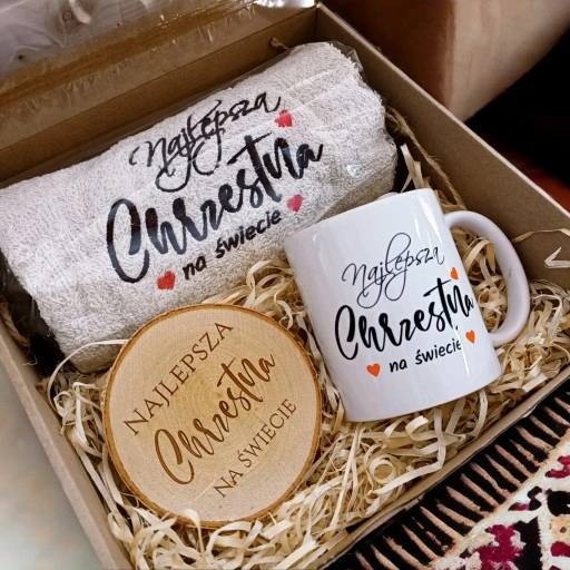 PREZENT dla od matki chrzestnej chrzest ręcznik