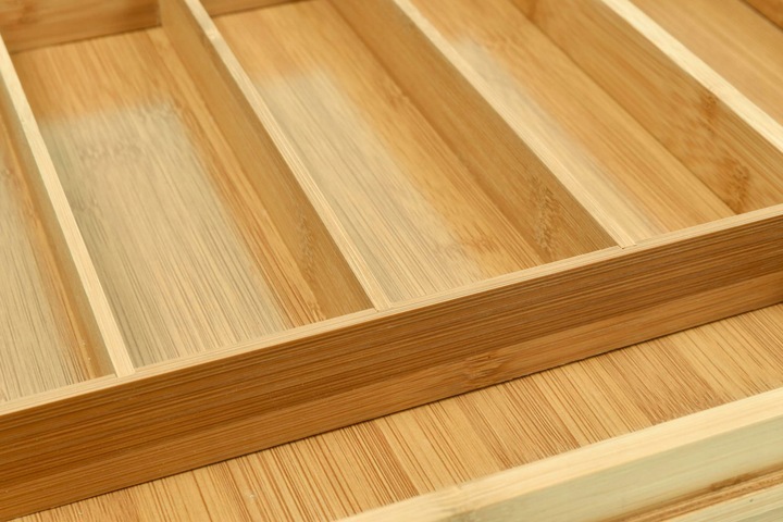 WKŁAD DO SZUFLADY NA SZTUĆCE BAMBUSOWY DREWNIANY ORGANIZER ROZSUWANY