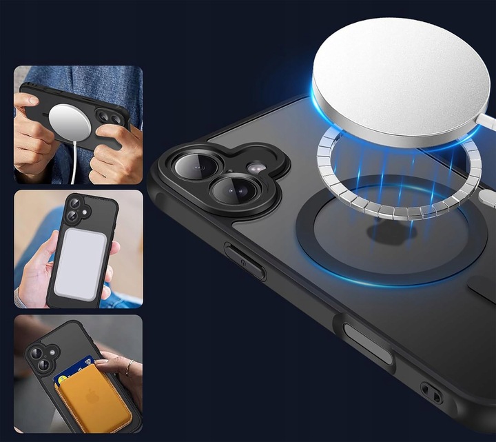 Etui do iPhone 16 do MagSafe MATT CASE WZMACNIANE 360° Szkło 5D PREMIUM