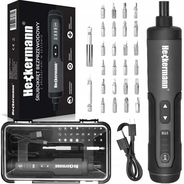 WKRĘTAK ELEKTRYCZNY ŚRUBOKRĘT AKUMULATOROWY WKRĘTARKA RĘCZNA 25 BIT