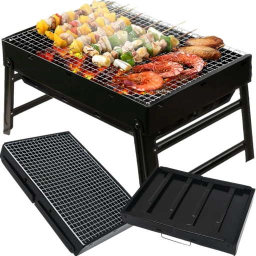 GRILL TURYSTYCZNY PRZENOŚNY WĘGLOWY SKŁADANY BBQ KEMPINGOWY WALIZKA