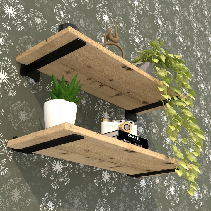 Wspornik typ T 305 mm, uchwyt półki drewnianej, podpórka, loft, czarny