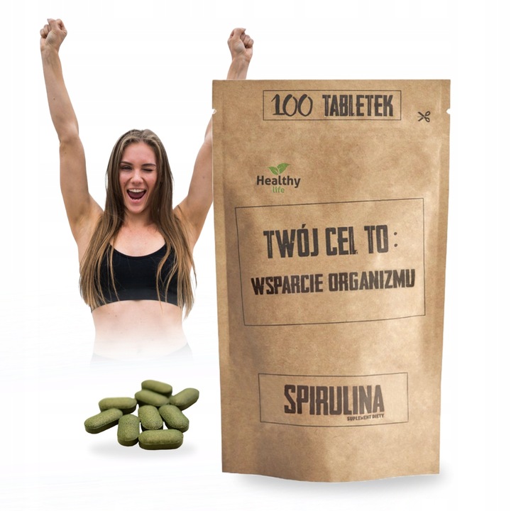 SPIRULINA Twój Cel To Odkwaszenie Organizmu Detox, Wątroba 100 tabletek