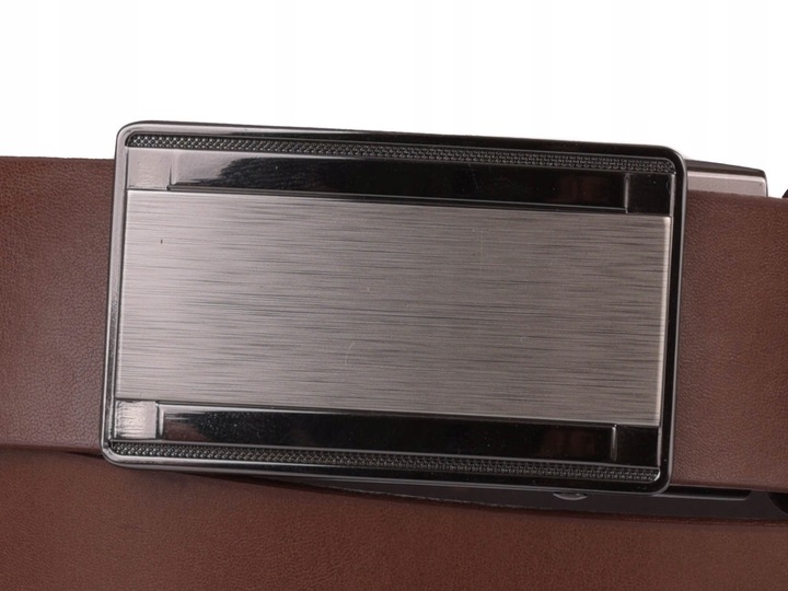 SKÓRZANY Pasek AUTOMAT garnitur jeans BRĄZ