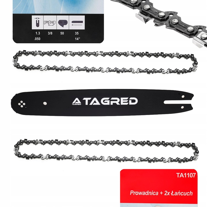 PROWADNICA 14'' 2 ŁAŃCUCHY 3/8 1,3 MM 50 DO PIŁY