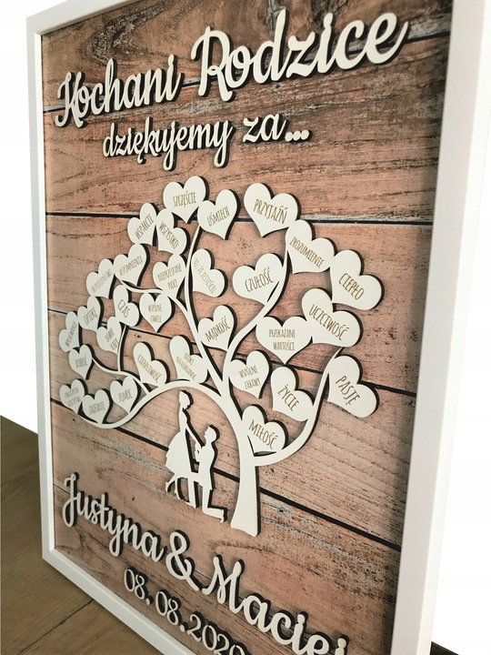 PODZIĘKOWANIE DLA RODZICÓW NA ŚLUB WESELE PREZENT MAMY TATY PAMIĄTKA DUŻA