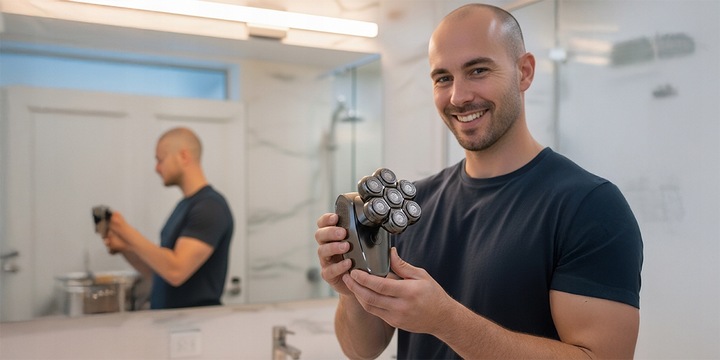 GOLARKA MĘSKA 7 Głowic TRYMER 7D DO GŁOWY BRODY NOSA Tytanowe Ostrza