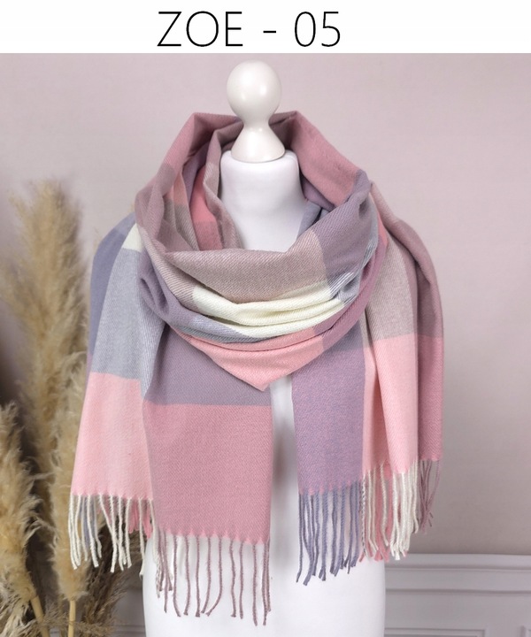 Stylowy CIEPŁY SZAL damski długi DUŻY szalik W MODNĄ KRATĘ JESIENNY,