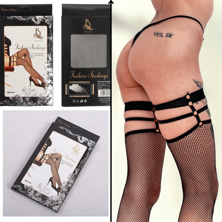 POŃCZOCHY SAMONOŚNE KABARETKI CZARNE SEKSOWNE DAMSKIE MODNE ELEGANCKIE