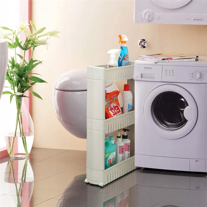 MOBILNA WĄSKA SZAFKA NA KÓŁKACH DO KUCHNI ŁAZIENKI